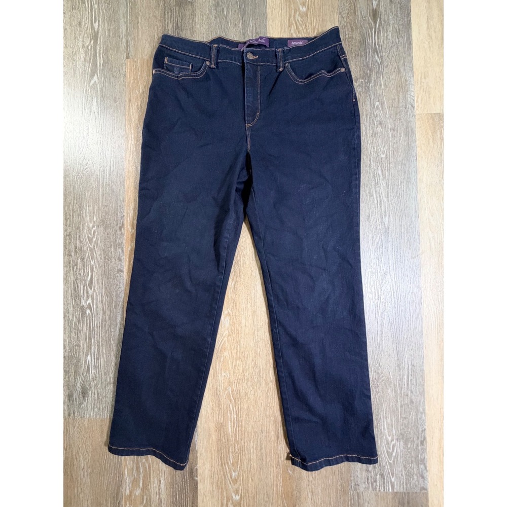 Gloria Vanderbilt Amanda Jeans Women 16S Dark Indigo Blue High Rise Straight Leg
